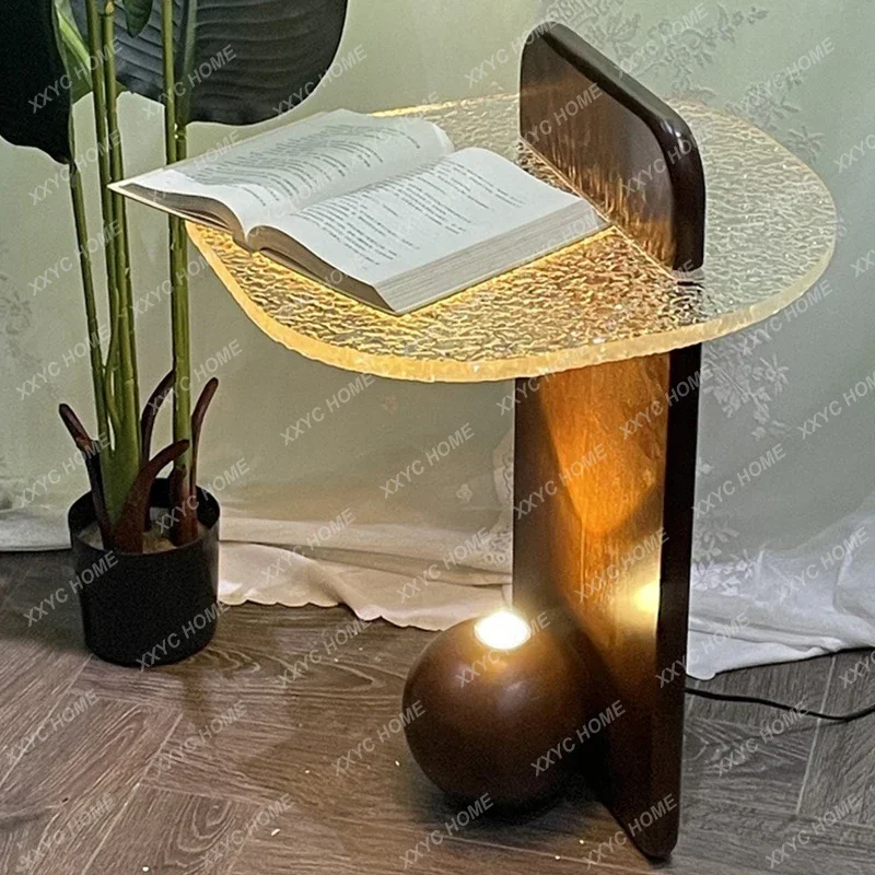SLModern Coffee Tables Water Ripple  Side Table with Lamp Center Table for Living Room Home Decoration Accessories FurnitureTJ