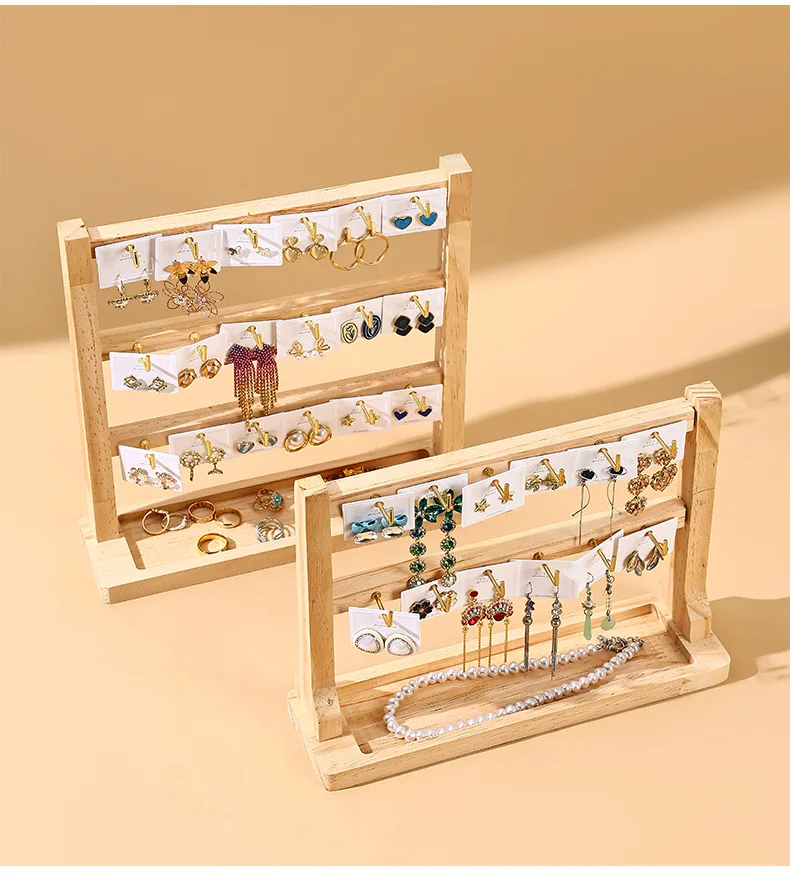 Jewelry Keychain Earrings Pendant Display Stand Solid Wood Trinket Hanger Hook Premium Sense Stall Store Counter