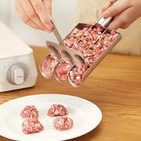 304 Stainless Steel Meatball Scoop Maker Mold DIY Kitchen Tools for Fish Beef Easy-Release Non-Stick Rice Ball Dumplings Maker