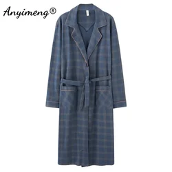 Plus Size 4XL Autumn Winter New Robes for Men Good Quality Mens Robe Belted Bathrobe for Male Kintted Cotton Luxury Sleepwear