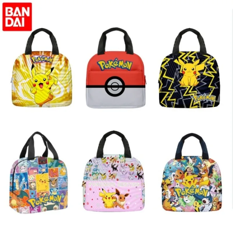 Kawaii Pikachu Portable Lunch Box Cute Pokemon Large Capacity Storage Bag Adult Handbag Children School Camping Picnic Box