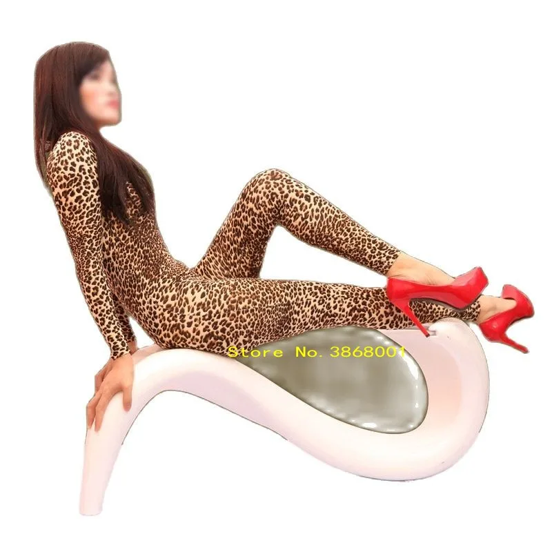 

Girls sexy Leopard Print Full Body jumpsuit Fitness Tights catsuit Role playing costume stage performance