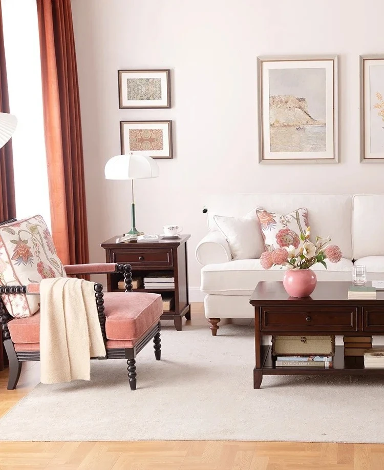 A15 American Country Sofa Side Table Solid Wood Retro Corner Table Balcony Square Table Household Square