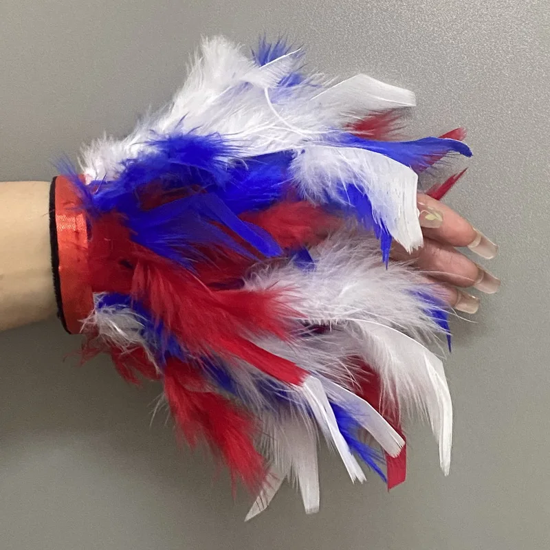 2023 Natural Fur Feather Cuffs Sexy feathers bracelet Arm Cuffs For Women Fuzzy Cuffs Snap On Wrist Cuffs Shirts Feather Sleeves