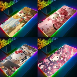 Cute Anime Hello kitty RGB Pc Gamer Keyboard Mouse Pad Mousepad LED Glowing Mouse Mats Rubber Gaming Computer Mausepad