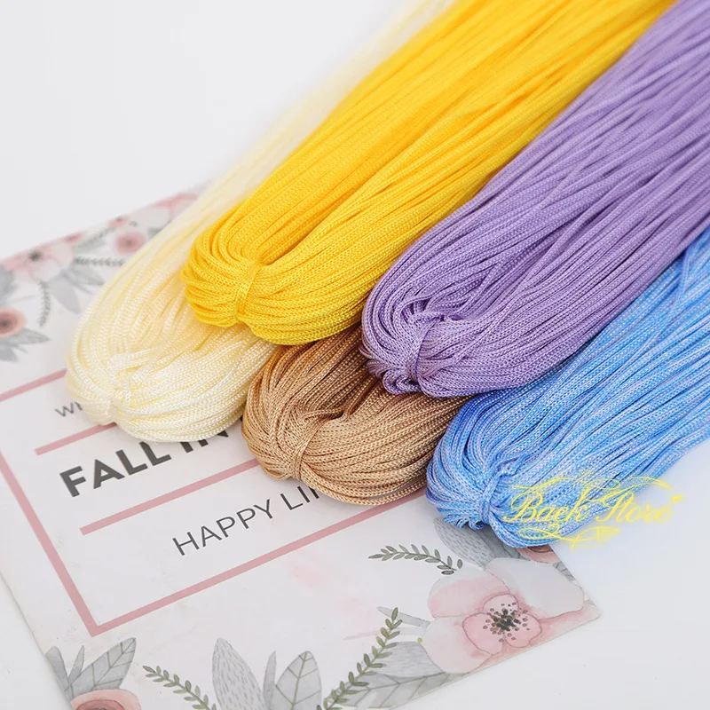 Solid Color Hollow Yarn Colorful Bright Silk Thread Hook Shoe Bag Thread Chinese Knot Hand Woven Yarn Nylon Thread Wholesale