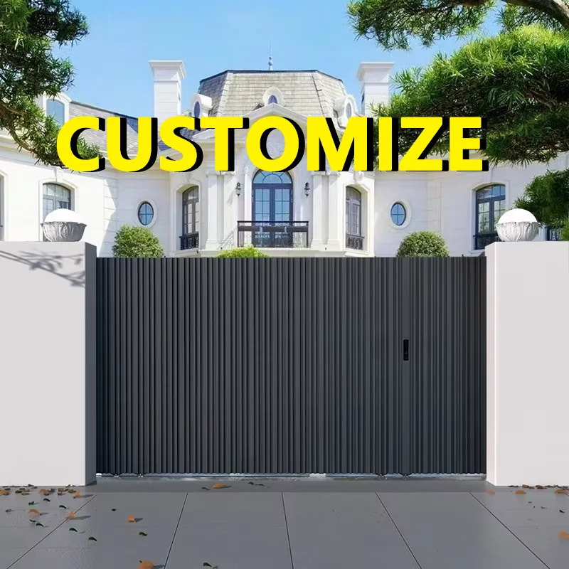 Any Size Custom Aluminum Folding Driveway Gate Privacy Security Weatherproof Anti Rust Residential Villa Outdoor Shelter Kit