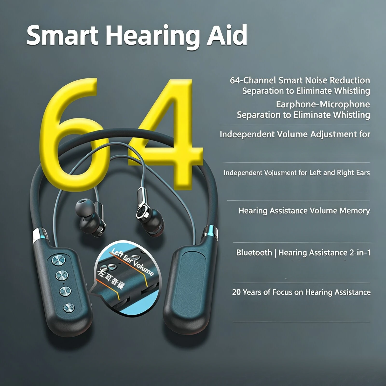 2 In 1 Neckband Headphones With Bluetooth 5.5 Sound Enhancement Dual Independent Volume Control Ultra Long Working Battery Life