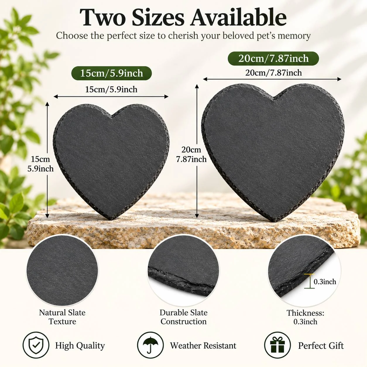 Personalized Heart-Shaped Pet Memorial Stone (with Stand) – UV Printed with Custom Photo and Text – A Tribute to a Beloved Pet