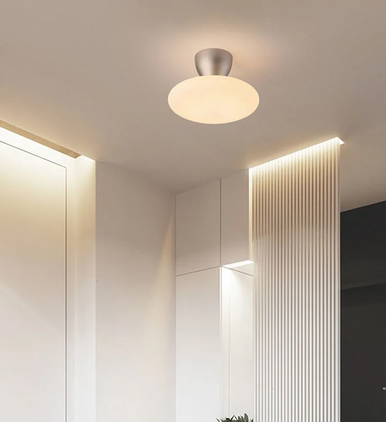 Silver Metal White Glass Ceiling Light G4 Bulb