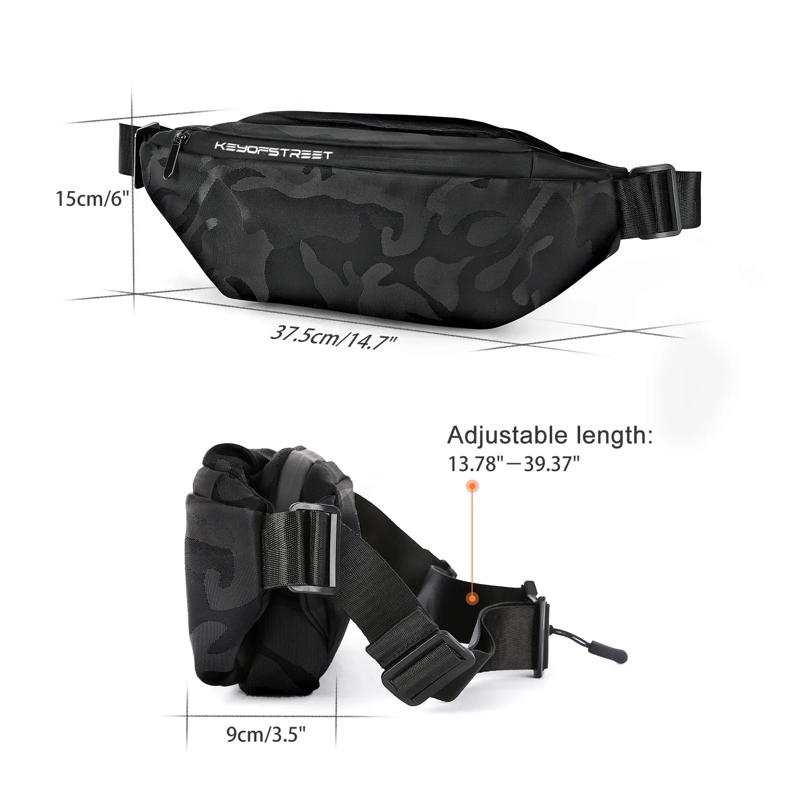 Small Waist Pack for Men Women Mini Adjustable Waterproof Shoulder Crossbody Bag Casual Black Fanny Belt Wallets Purse Chest Bag