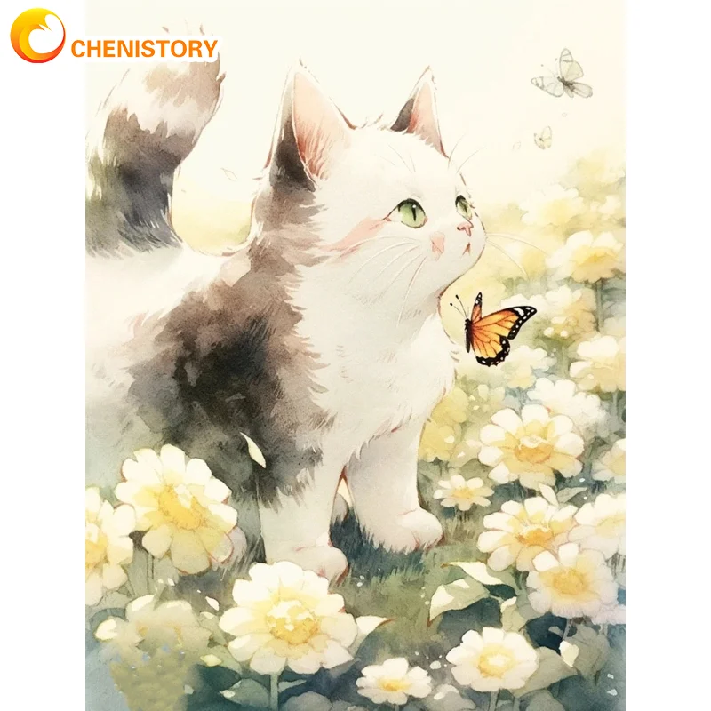 CHENISTORY Diy Painting By Numbers Handicrafts Canvas Paintings Cartoon Pictures Artwork Animal Diy Gift For Kids Adult Animal