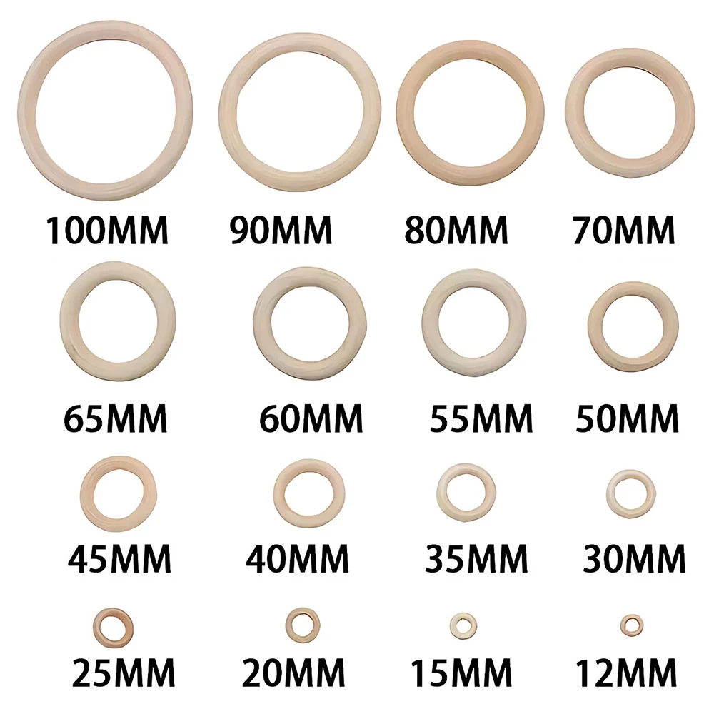 Unfinished Solid Wooden Rings 15-100MM Natural Wood Rings for Macrame DIY Crafts Wood Hoops Ornaments Connectors Jewelry Making