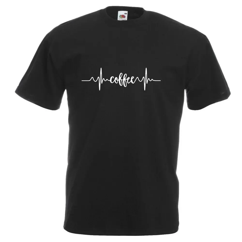 Unisex Black Coffee Heart Rate Monitor Awake Morning Brew T-Shirt  Cotton Luxury brand vintage oversized