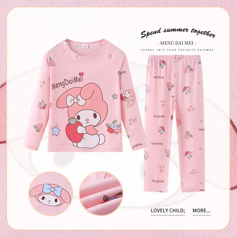 sanrio kuromi my melody creative anime movie character children's pajamas personalized cartoon thin long-sleeved home clothes