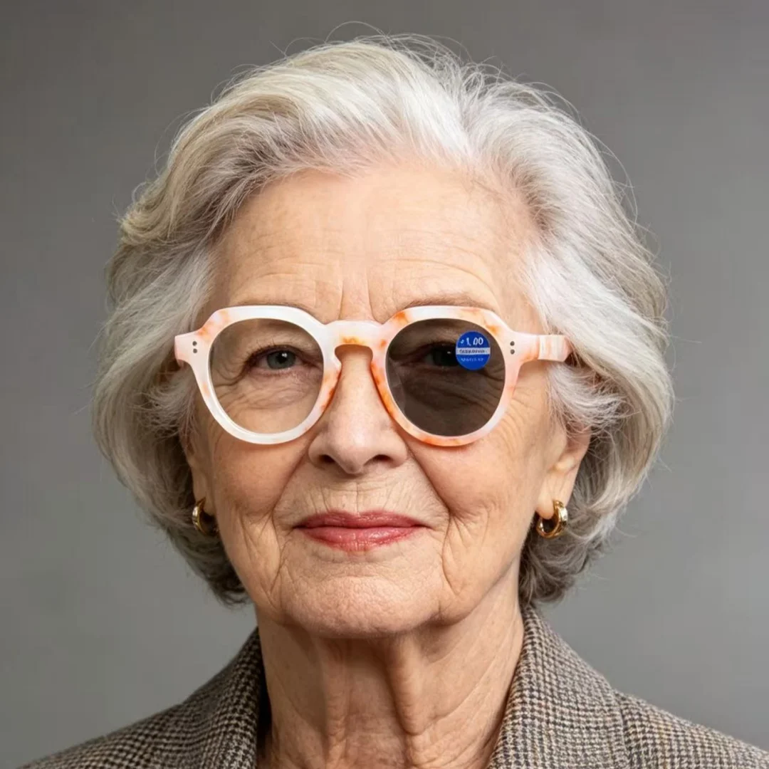 

Photochromic Reading Glasses Oval Glasses Frame Luxury Blue Light Blocking Eyeglasses 0 To 6.0