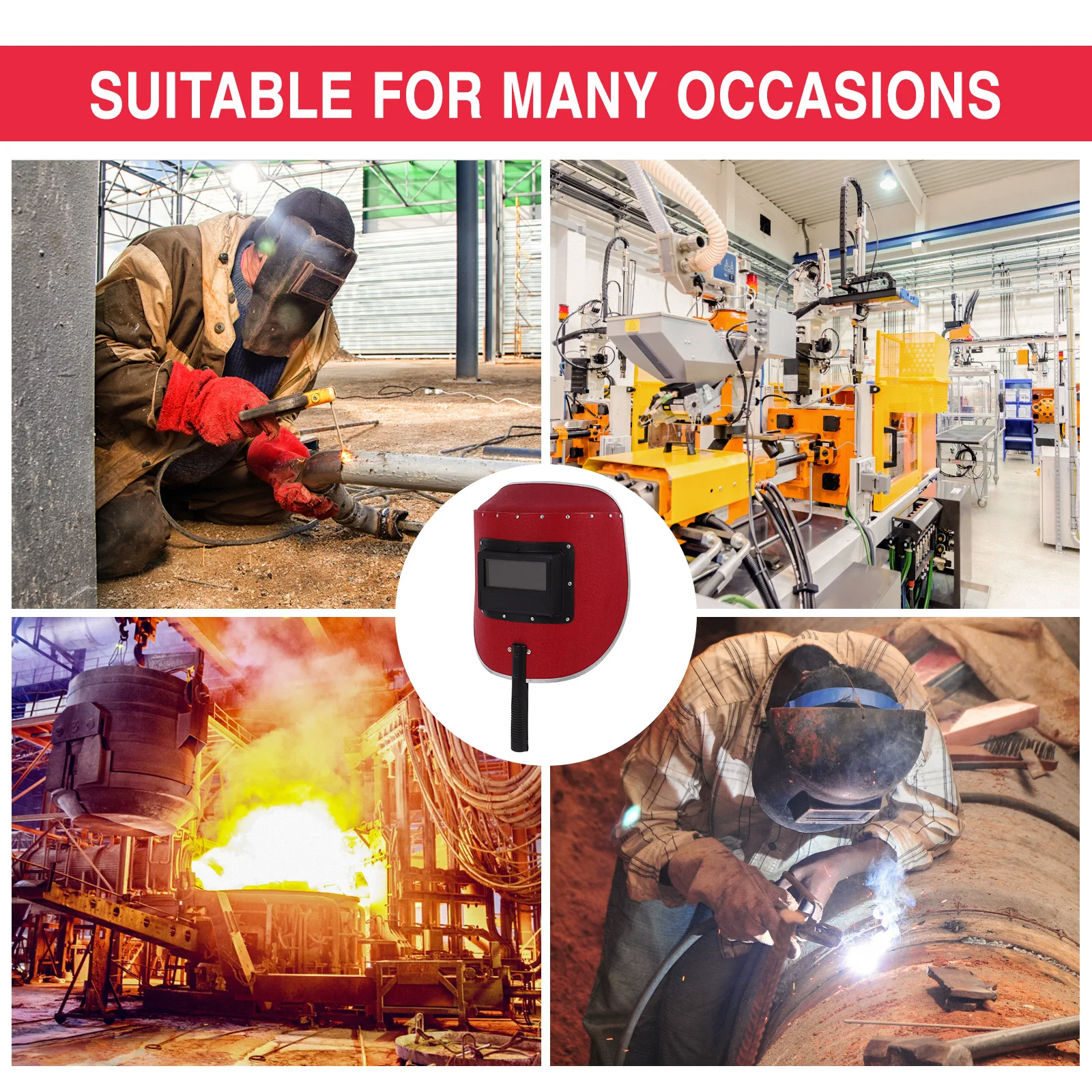 

Portable Welding Mask with Handle Durable Protection Shields Replacement Cover Semi Automatic Function Handheld Tasks for Men