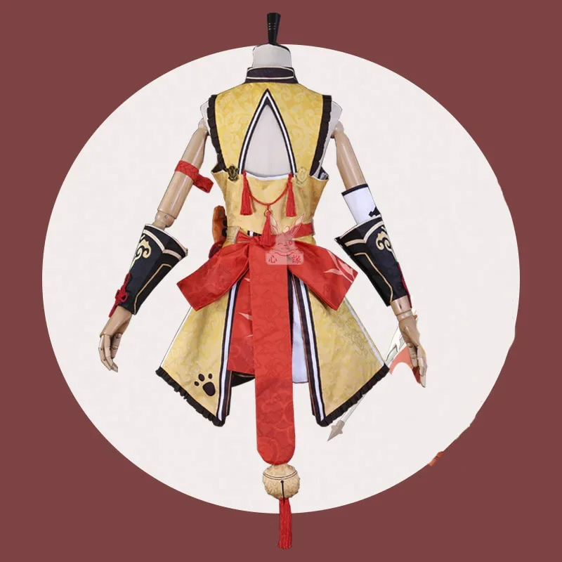 Xiangling Game Cosplay Traje para Mulheres, Conjunto completo, Roupas, Peruca, Impacto, Xiang