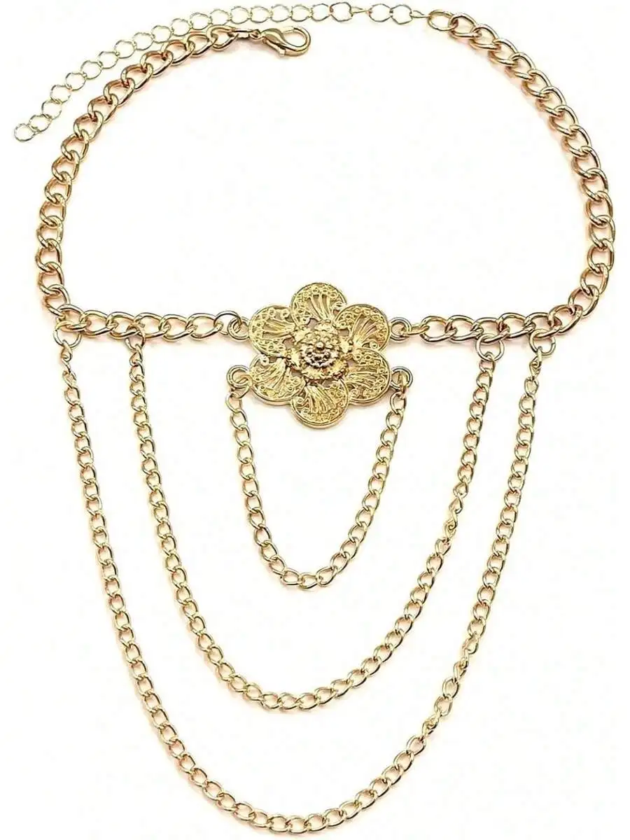 

Adjustable Flower Arm Cuff Chain Bracelet For Women Bohemian Style Summer Beach Jewelry