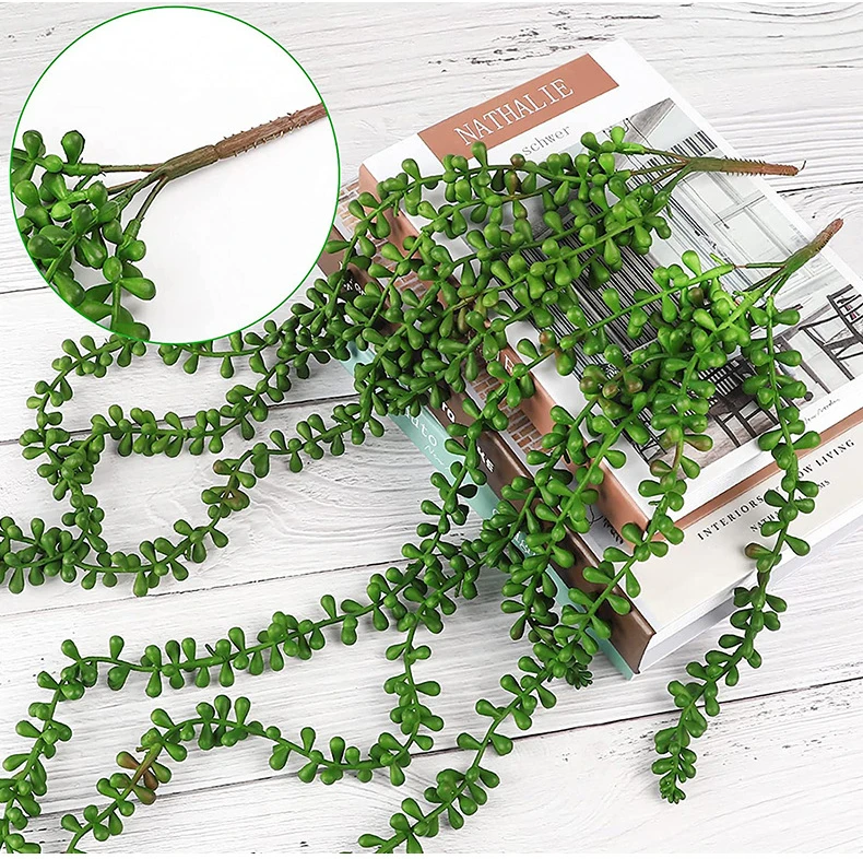 4 Piante Artificiali Ricadenti Da Appendere - Foglie Di Eucalipto Verde, Finta Felce Per Interni Ed Esterni, Decorazione Casa Giardino Patio - Lunghezza 80cm - 6