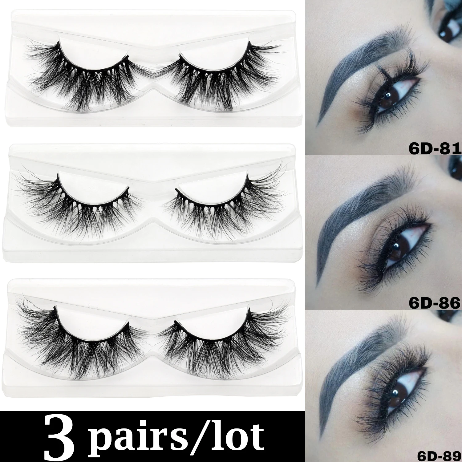 3 Paar visofree Wimpern natürliche lange 3d Nerz Wimpern flauschige Volumen Nerz falsche Wimpern Grausamkeit frei wispy Wimpern Make-up Cilios