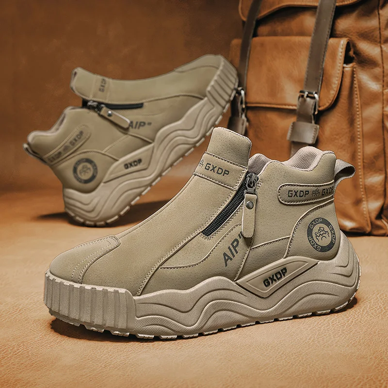 

Mens Casual Labor Shoes Fashion Zipper Versatile Men Outdoor Climbing Shoes Non Slip Wear-resistant Sneakers Zapatos Para Hombre