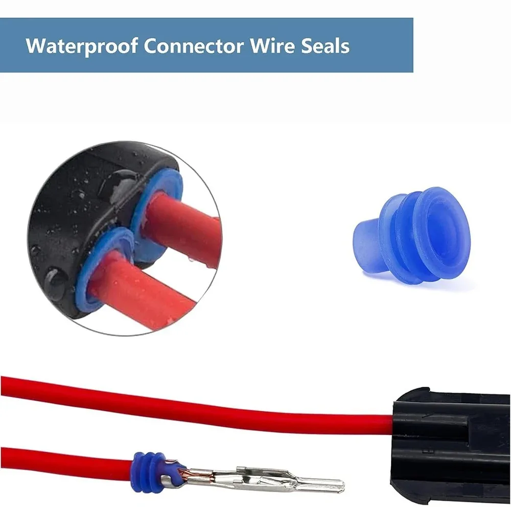 400 Pcs Sealed 1.5mm 3.5mm Rubber Seal Silicone Cable Wire Seals Connector for Waterproof Automotive Electrical Plug