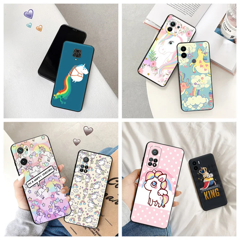 Silicone Soft Phone Cases Cover For Redmi 12 12C 10 10C 10A 9 9T 9A 9C 9I K40 K50 K60 A1 A2 Rainbow Unicorn Agnes Xiaomi Mi CC9