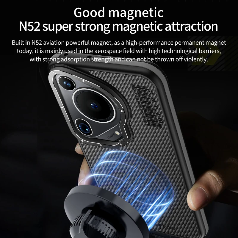 Kevlar Carbon Fiber Aramid Phone Case for Huawei Pura 70 Ultra Plus Pura70 Pro+ Magnetic Wireless Charging Shockproof Back Cover