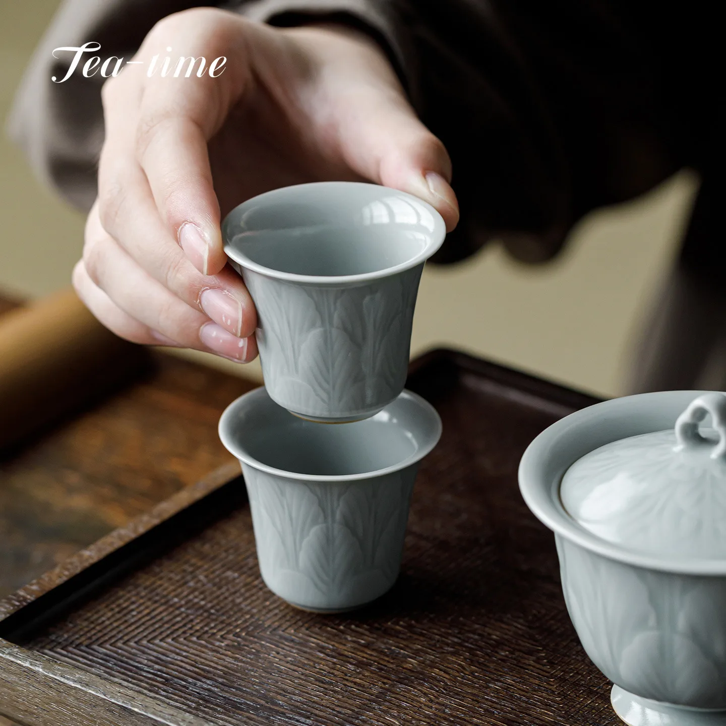 Ru Kiln Tea Cup Porcelain Cups Handmade Relief Teacups Ceramic Teacup Maker Drinking Beautiful Supplies Bowl Japanese Puera Pair