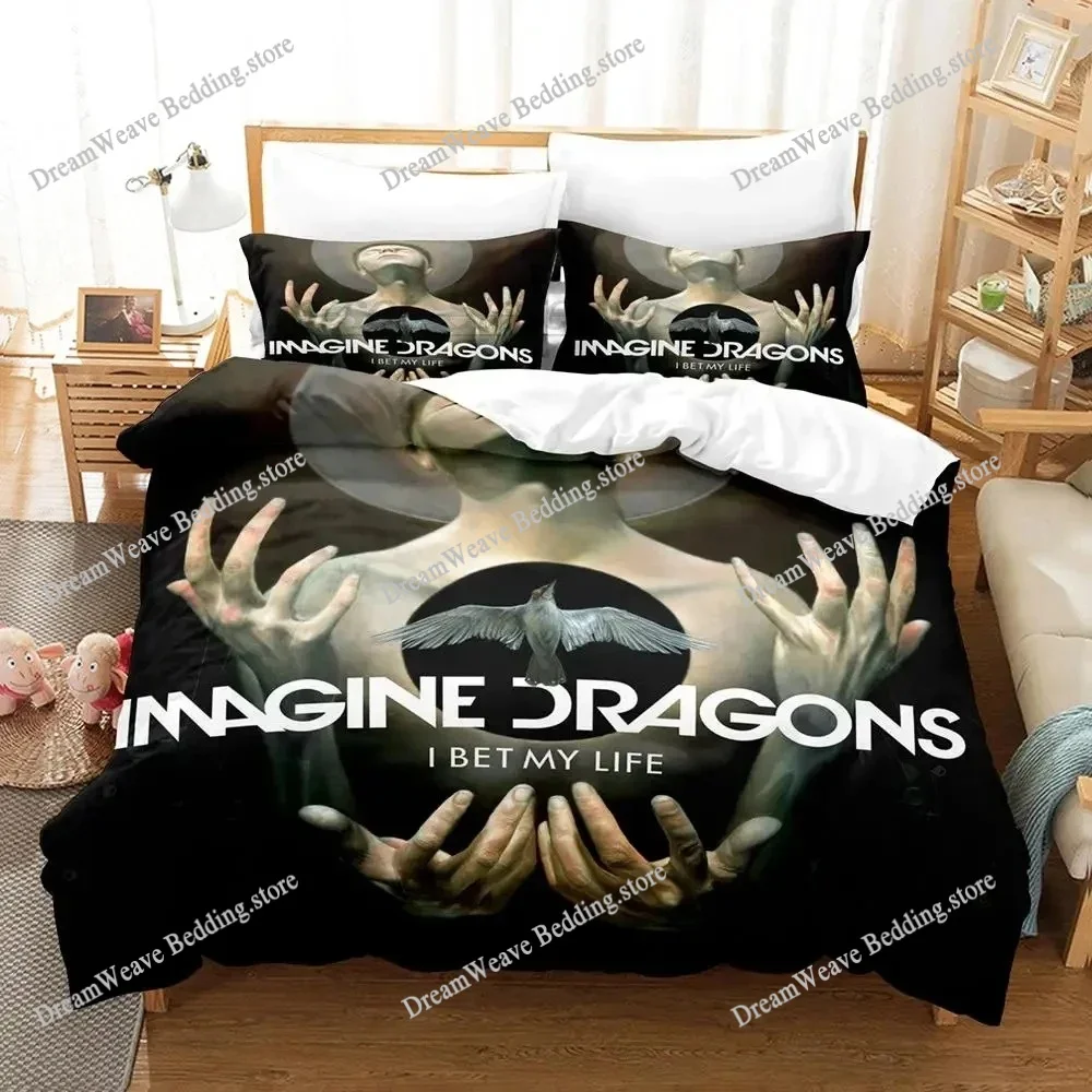 

2025 Imagine Dragons Single Double 3D Printed Bedding Set for Boys Bedroom Queen King Size Quilt Cover Pillowcase