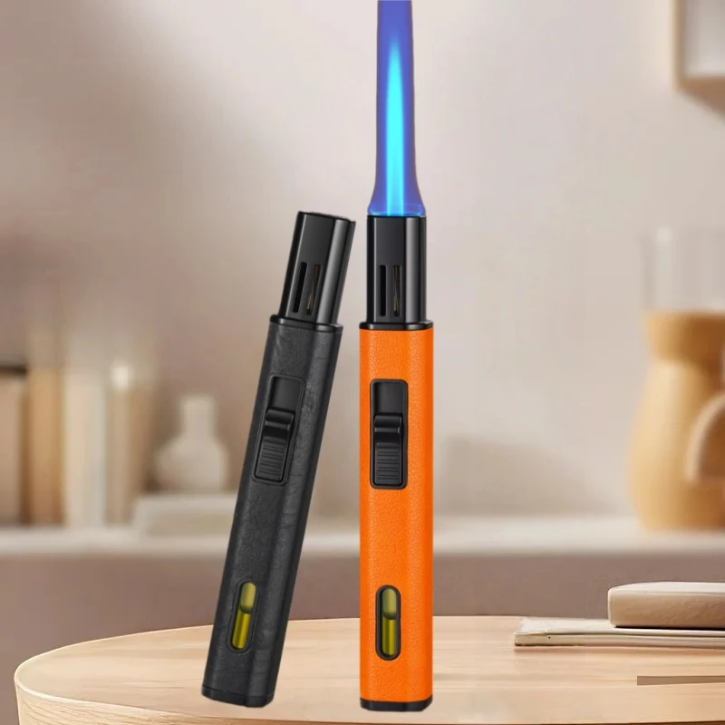 

New Portable Straight Blue Flame Windproof Moxibustion Lighter, Barbecue Cigar Baking Pen Type Inflatable Welding Spray Gun