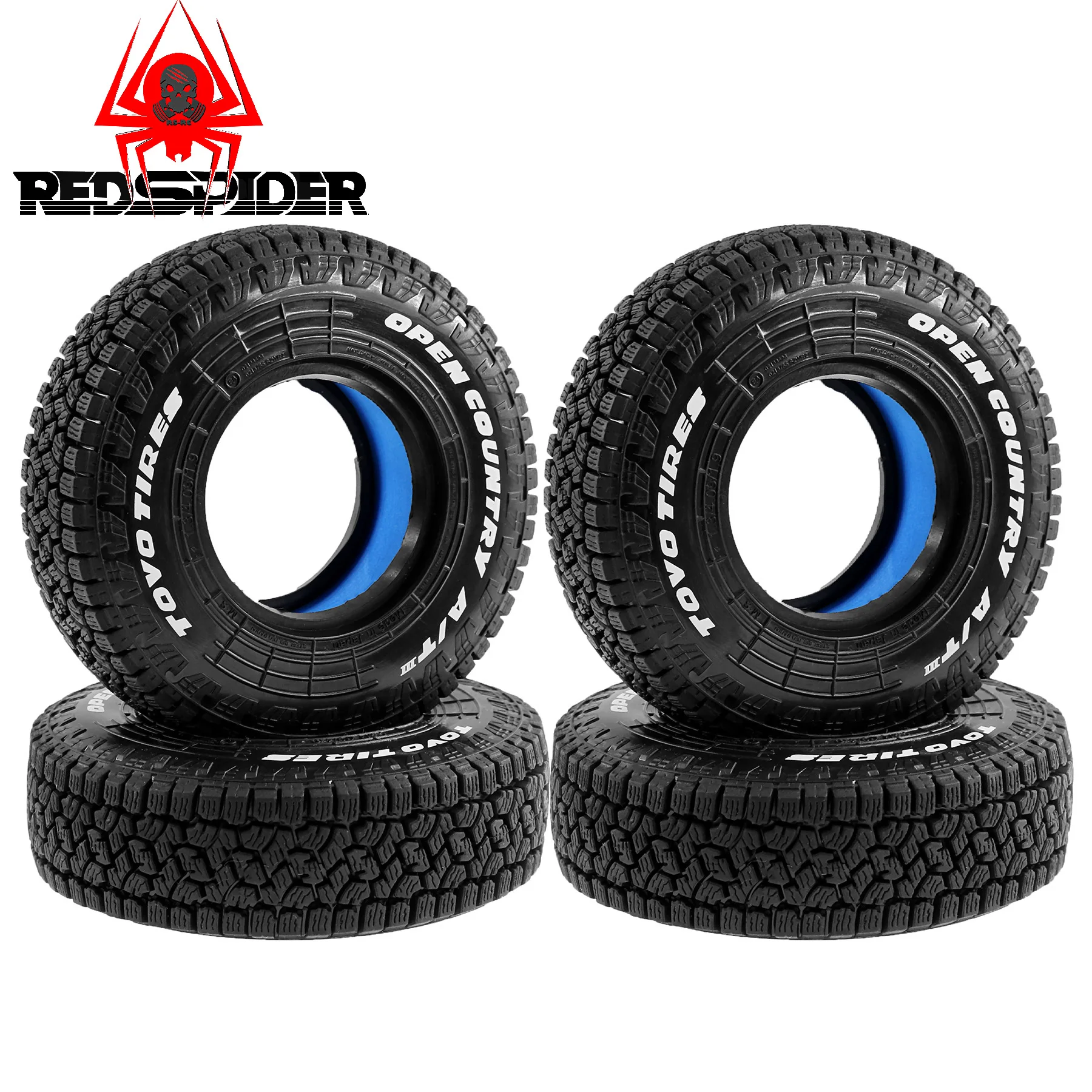 4PCS 1.9 RC Crawler 105mm Rubber Tires for Axial SCX10 TRX4 D90 TF2, Off-Road All-Terrain 1:10 RC Car, High Grip Non-Slip