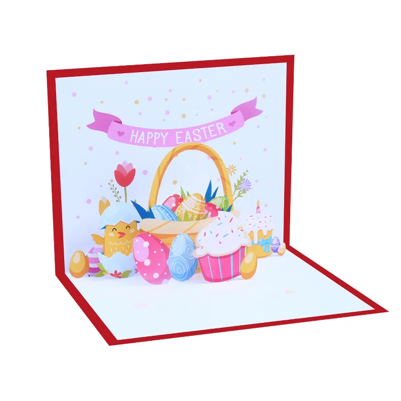 

10pcs Handmade Egg Happy Easter 3D Pop UP Greeting Invitation Card For Shower Thanks Christmas Wedding Birthday Party Gift