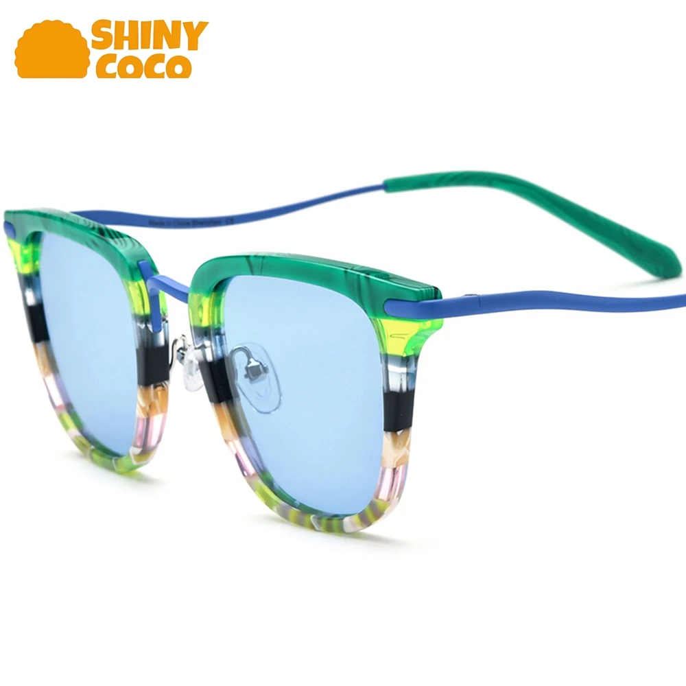 

ShinyCoCo Luxury Brand Color Blocked Board Pure Titanium Square Sunglasses Trendy And Niche Sunglasses Driving Glasses