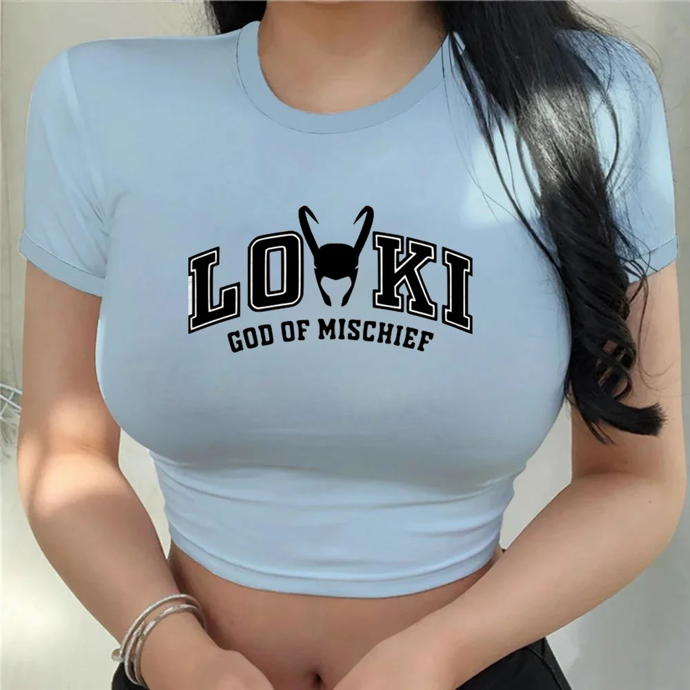 Sexy Crop Top Women 1898 Brooklyn York Letter Loki Print Vintage Girls Oversized T Shirt Simple Clothes Y2K Tshirt