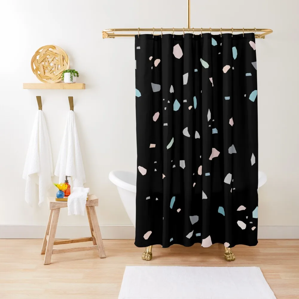 

Пастель Черный Терраццо # 1 # декор # художественная занавеска для душа, ванна, душ для ванной комнаты, занавеска для ванной комнаты