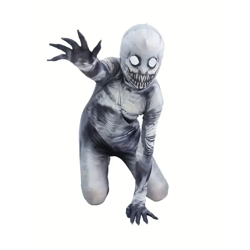 Halloween Sensenmann Skelett Rollenspiel Kostüm Bedruckte Horrormaske Spielen Reißverschluss Overall Kinder Party Bühnenkostüm