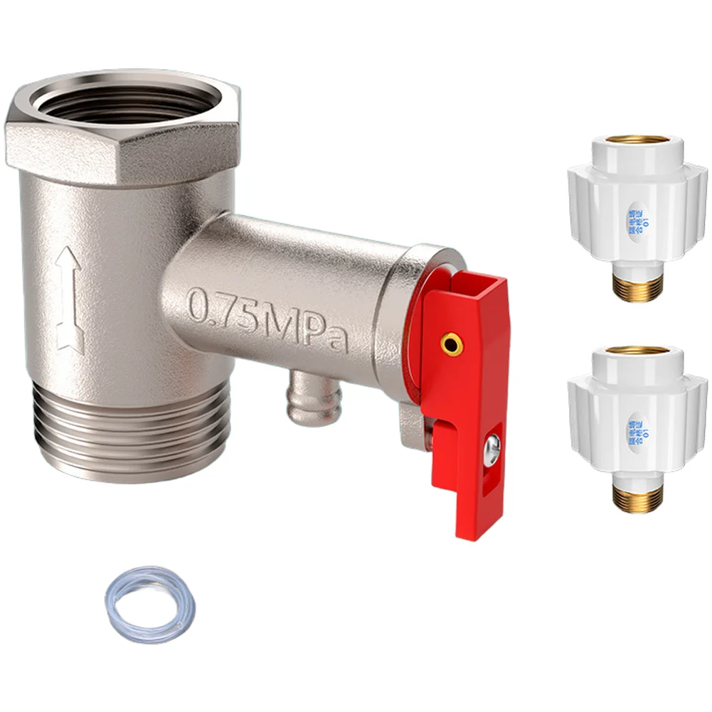 Water Heater Pressure Control Valve in Brass with Automatic Release Mechanism and Integrated Non-Return Design
