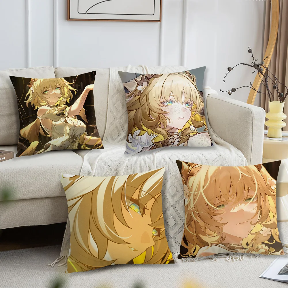 Aglaea Honkai Star Rail เบาะรองนั่งสําหรับหมอนโซฟาห้องนอนห้องนั่งเล่นโต๊ะข้างเตียงพนักพิงการพิมพ์สแควร์