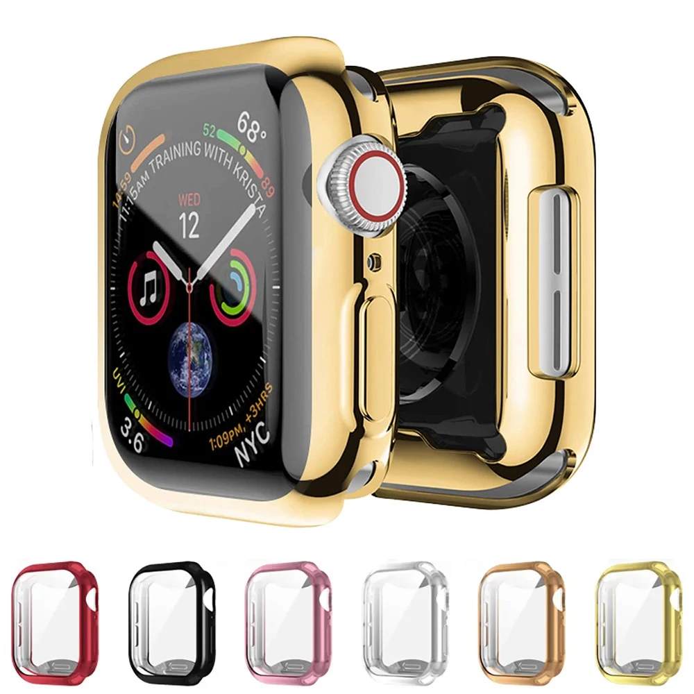 360 TPU Electroplated Cover for Apple Watch Case 40mm 44mm 41mm 45mm 46 42mm No Screen Protector for iWatch 11 10 9 8 7 6 5 4 SE