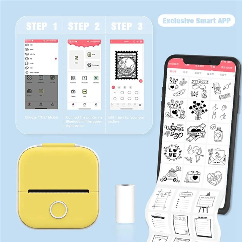 ADP-Mini Pocket Printer, Portable Instantly Sticker Printer, Premium Printer Sticker Maker Pocket Thermal Printer (Yellow)