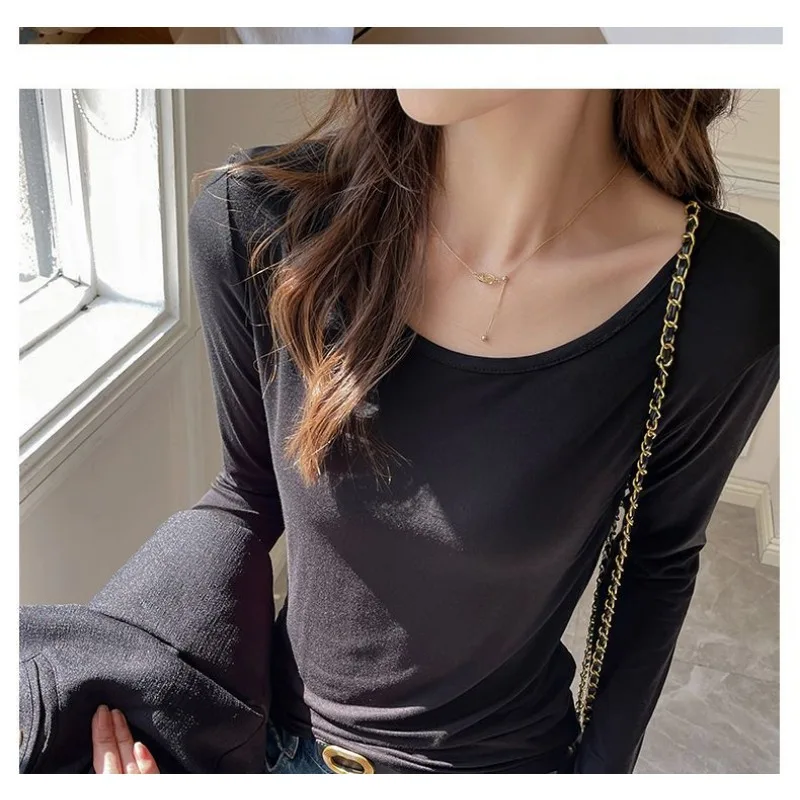 Camicia con fondo grigio T-shirt a maniche lunghe con scollo tondo in rete per donna Top con fondo temperamento a maniche lunghe senza schienale con cuciture