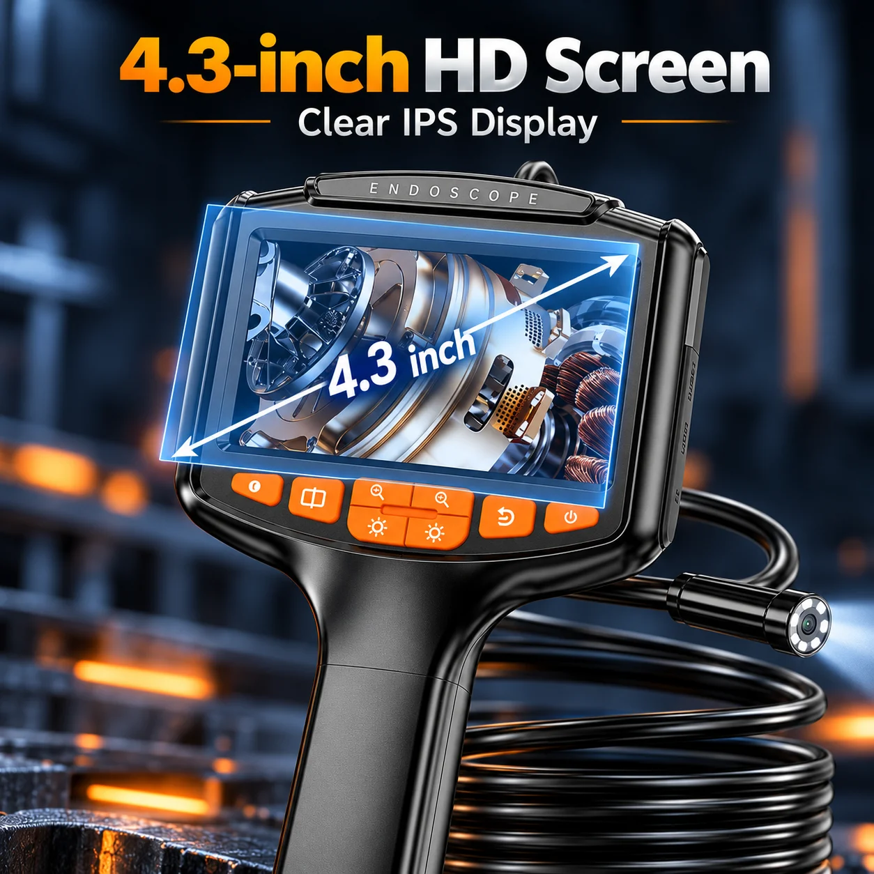 Handheld 4.3 Inch Industrial Endoscope Single&Dual Lens Borescope HD Inspection Camera for Car Engine Repair Pipeline Detection