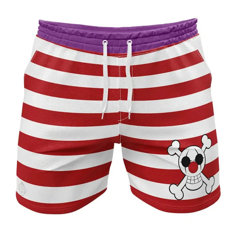 Anime One Piece Swim Trunks,   Elastic Waist Beach Shorts, Lightweight Quick Dry Casual Summer Shorts For Men Outdoor Sports