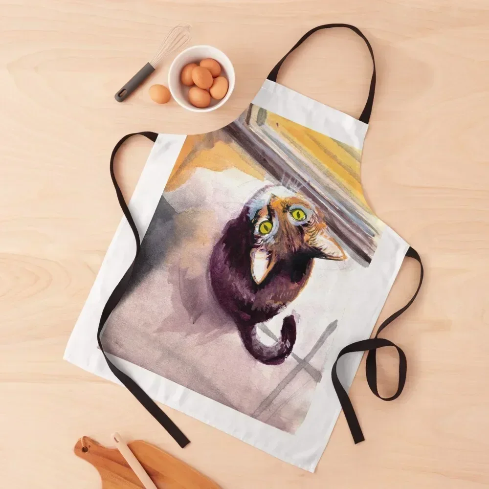 

Cat with Begging Eyes Apron Trim Cloth japanese woman kitchen woman Kitchen Kawaii Accessories Apron