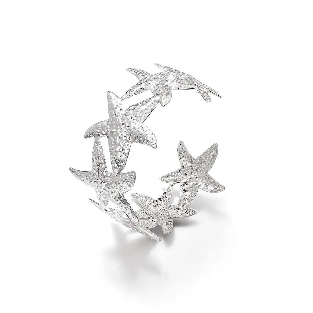 1 Stück neuer verstellbarer Seestern-Armreif aus Metall im Vintage-Stil, Schmuck, Geschenke, Vintage-Schmuck, übertriebenes Design, geometrisches Armband