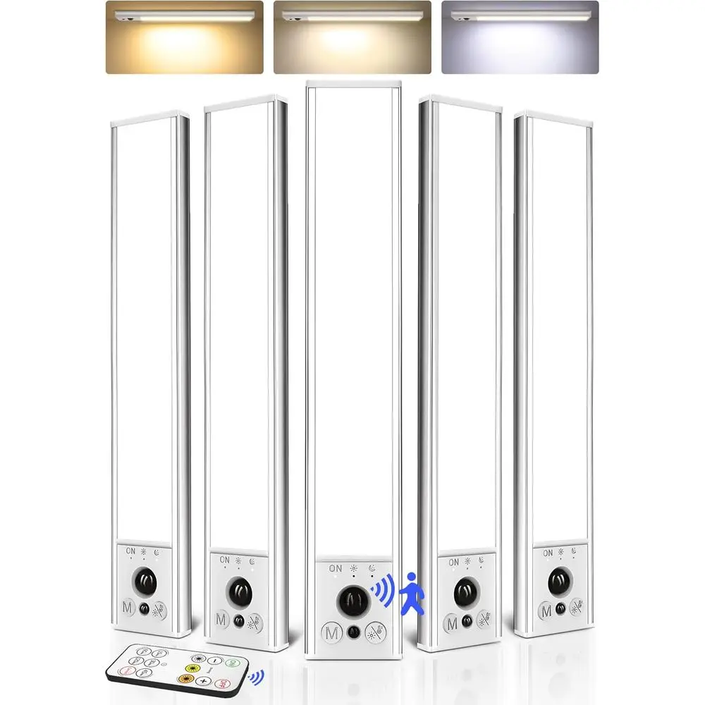 

5-Pack Under Cabinet Lighting, 2400mAh Rechargeable Motion Sensor Light, 10inch Magnetic Closet Lights with Dimmable & 3 Color T