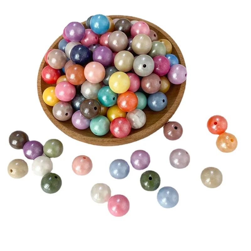 50pcs Opal Silicone Beads 15mm Round Silicone Bead for Jewelry Necklace Making DIY Pacifier Chain Clips Baby Toys Accessorie