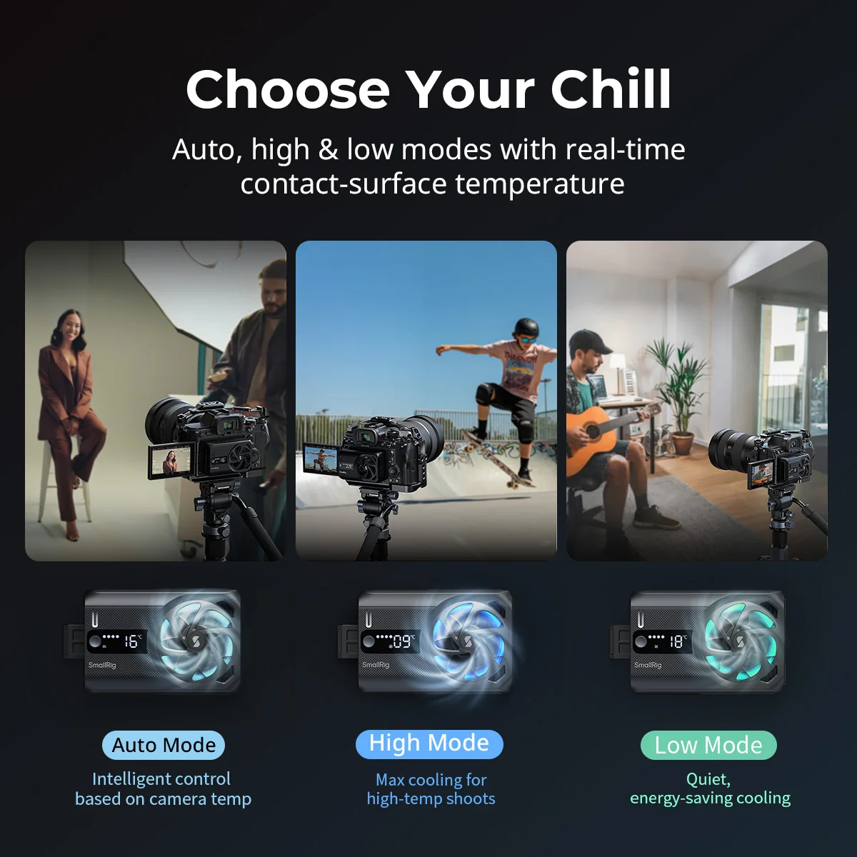 SmallRig TEC 냉각 팬 내장 배터리 캐논 R6 Mark III용 소니 A7 IV/A6700/ZV-E10/FX30용 외부 카메라 냉각 시스템